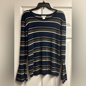 NWOT Max Studio Striped Long Bell Sleeve Sweater Size XL
